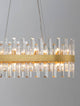 Crown Pendelleuchte 10-flammig Gold-Satiniert mit elegantem Kristallglas und satinierter Gold-Oberfläche.