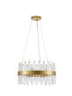 Crown Pendelleuchte 7-flammig Ø 55cm Gold-Satiniert mit funkelnden Kristallen und modernem Design.