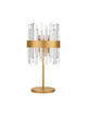 Crown Tischleuchte Gold mit klaren Glasstäben und elegantem goldenen Design.