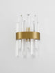 Crown Wandleuchte Gold-Satiniert mit transparenten Kristallen und elegantem Design für stilvolle Innenräume.