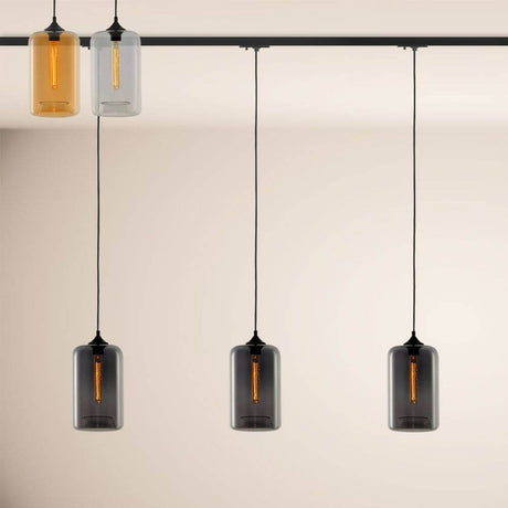 Cruet Up Esstisch-Pendellampe 1-Phasen-Schiene Endeinspeiser  s.luce 3-flammig Amber Schwarz