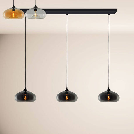 s.luce Cruet Low pendellampe til spisebord 2 til 5-lys 120 cm med moderne glassdesign og elegante former.