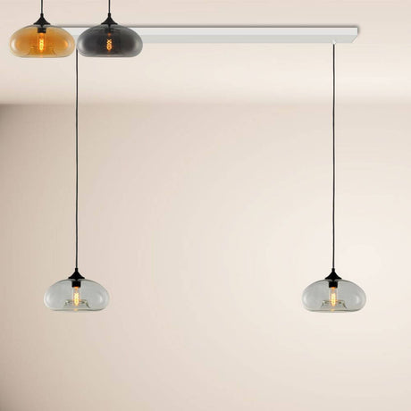 s.luce Cruet Low pendellampe til spisebord 2 til 5-lys 120 cm med elegante glasskjermene i en atmosfære av oppholdsrom.