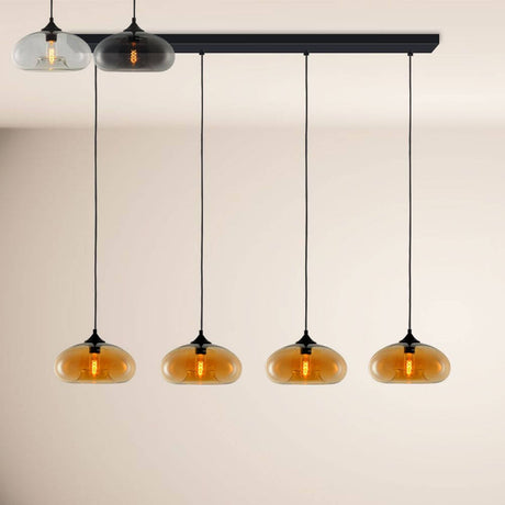 s.luce Cruet Low pendellampe til spisebord 2 til 5-lys 120 cm med elegante glasslamper i ulike farger