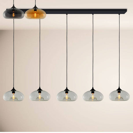 s.luce Cruet Low pendellampe til spisebord 2 til 5-lys 120 cm i elegant utførelse i glass og metall.