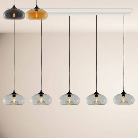 s.luce Cruet Low pendellampe til spisebord 2 til 5-lys 120 cm med edelt glassdesign og harmoniske former.