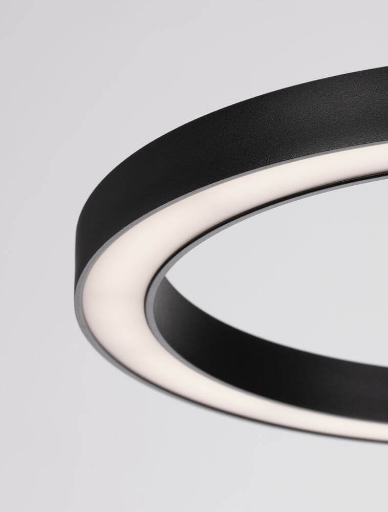 Cuppe LED Pendelleuchte 3000K – minimalistischer schwarzer Ring aus Aluminium mit warmweißem 3000K LED-Licht, eleganter Blickfang für Wohn- und Essbereiche