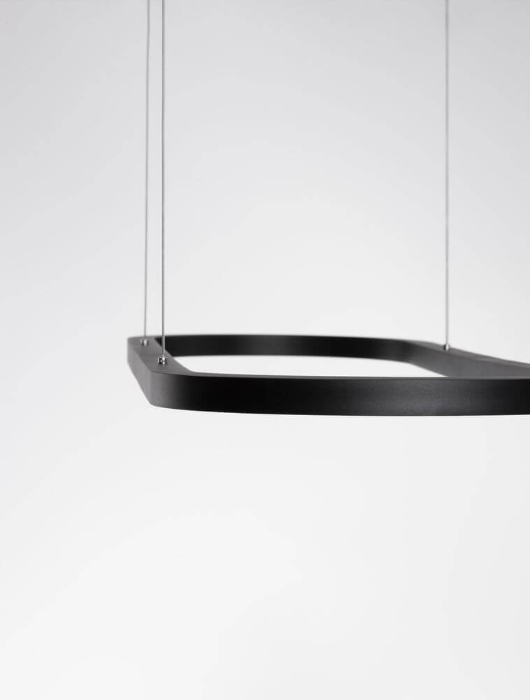 Alt Tag: Cuppe LED Pendelleuchte 3000K - schwarze minimalistische Aluminium-Acryl Pendelleuchte, warmweiß 3000K, 56W, 6989 Lumen für Ess- und Wohnbereiche