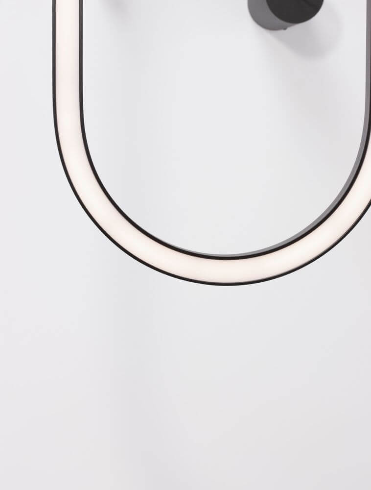Cuppe LED Pendelleuchte 3000K – schwarzes schlankes Aluminium-Oval mit warmweißem LED-Licht (3000K), minimalistisches Design für Wohn- und Essbereich