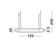 Cuppe LED Pendelleuchte 3000K schwarzes ovales Design 120x35 cm technische Zeichnung mit Abmessungen