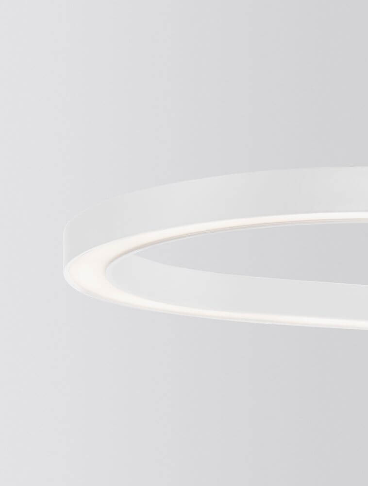 Cuppe LED Pendelleuchte 3000K - minimalistischer weißer Ring aus Aluminium mit warmweißem LED-Licht, eleganter Blickfang für Wohn- und Essbereiche