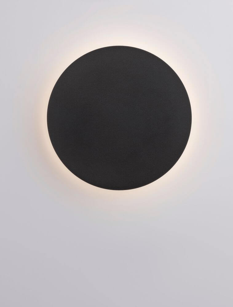 Cyrcle LED Wandleuchte Ø 22cm 3000K mit schwarzem Design und indirekter Beleuchtung