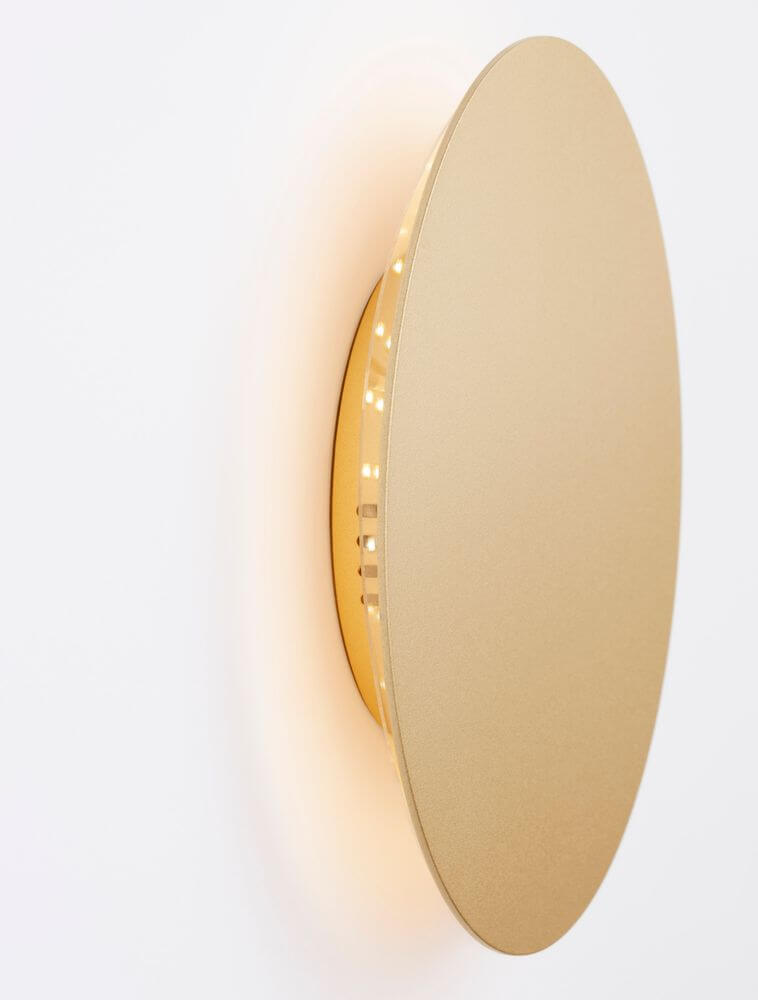 Cyrcle LED Wandleuchte Ø 22cm 3000K in gold, modernes Wandlicht mit warmem Licht.
