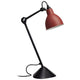 DCWéditions Gras N°205 Tischlampe mit schwenkbarem Schirm in Schwarz und Rot, ikonisches Leuchtendesign.