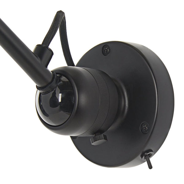 DCWéditions Gras N°304 wall light with switch, rotatable in a black design, side view.