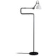 Schwarze Stehlampe Gras N°411 mit drehbarem weißem Lampenschirm, ergonomisches und schlichtes Design.