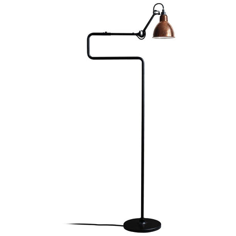 DCWéditions Gras N°411 floor lamp with swivelling shade in black and copper design