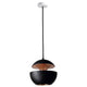 DCWéditions Here Comes The Sun Ø 18cm LED-Pendelleuchte in modernem Design mit schwarzem und kupfernem Finish.