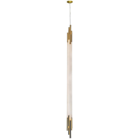 DCWéditions Org LED-pendellampe vertikal med staver, elegant lampe i opalglass og metall.