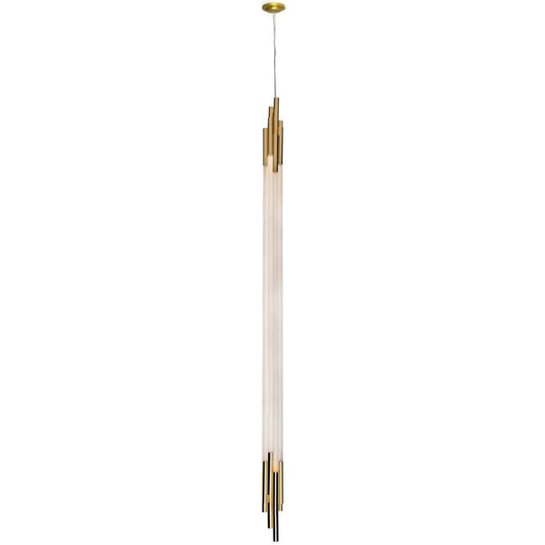 DCWéditions Org LED Pendelleuchte Vertikal mit Stäben, elegante Lampe aus Opalglas und Metall.