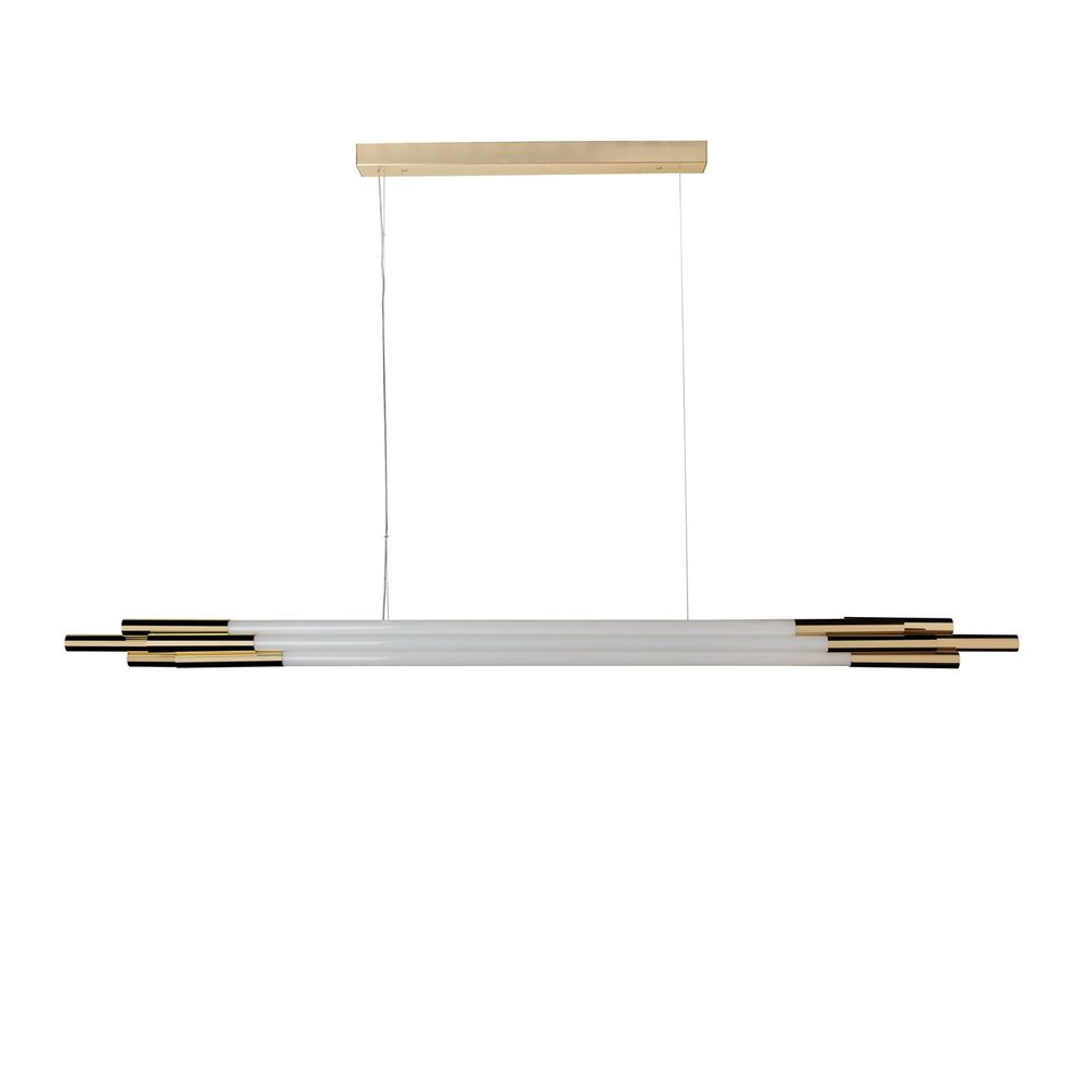 DCWéditions Org LED Pendelleuchte mit Stäben in modernem Design, gefertigt aus opalnem Glas und Metall.