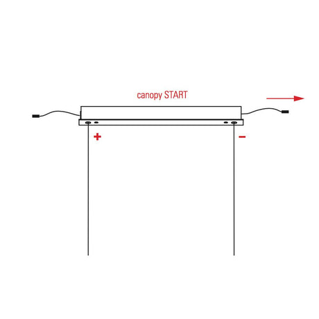 Technisches Diagramm des DCWéditions VVV Abhängung Baldachin für Module mit Einbauskizze.