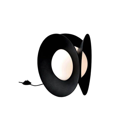 DCWéditions Armen LED table lamp in matte black with geometric design in black and white