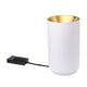 DCWéditions Tobo Stahl Bodenleuchte in Weiß mit goldener Innenseite und Dimmer, modernes Design für gemütliches Licht.