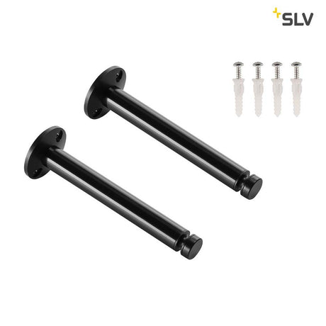 Répartiteur de plafond pour système de câbles basse tension Tenseo Noir 2 pièces - set avec poulie et vis de fixation