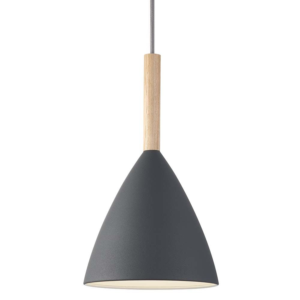 Hängeleuchte Pure 20 Grau mit eleganter Esche und klaren Linien in modernem Design.