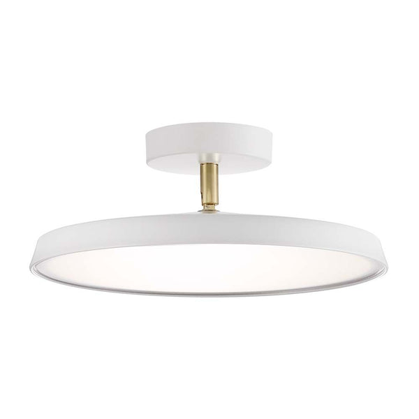 LED Deckenleuchte Alba Pro 30 Weiß, Opal Weiß in modernem Design mit goldfarbener Halterung.