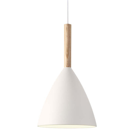 Pendellampe Pure 20 Weiß mit schlichter Ästhetik und elegantem Esche-Holzgriff.