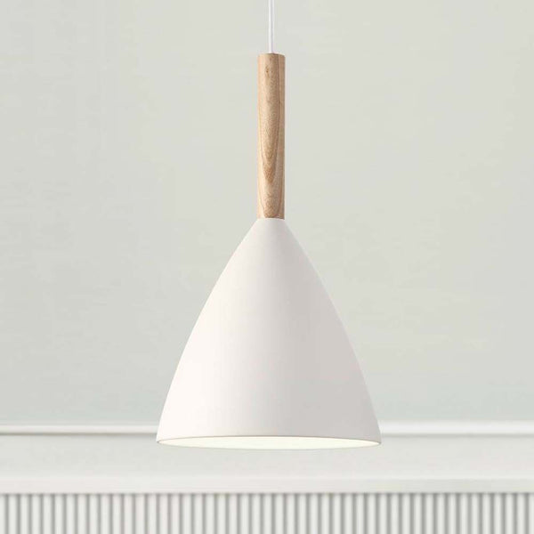 Pendellampe Pure 20 Weiß mit Eschenholzdetail, moderne Pendelleuchte über dem Esstisch von Design for the People
