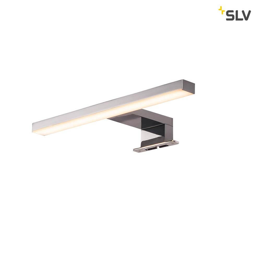 DORISA LED Spiegelleuchte kurz chrom mit UV-freiem Licht, perfekt ausrichtbar und feuchtigkeitsgeschützt IP44.