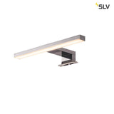 DORISA LED Spiegelleuchte kurz chrom mit UV-freiem Licht, perfekt ausrichtbar und feuchtigkeitsgeschützt IP44.