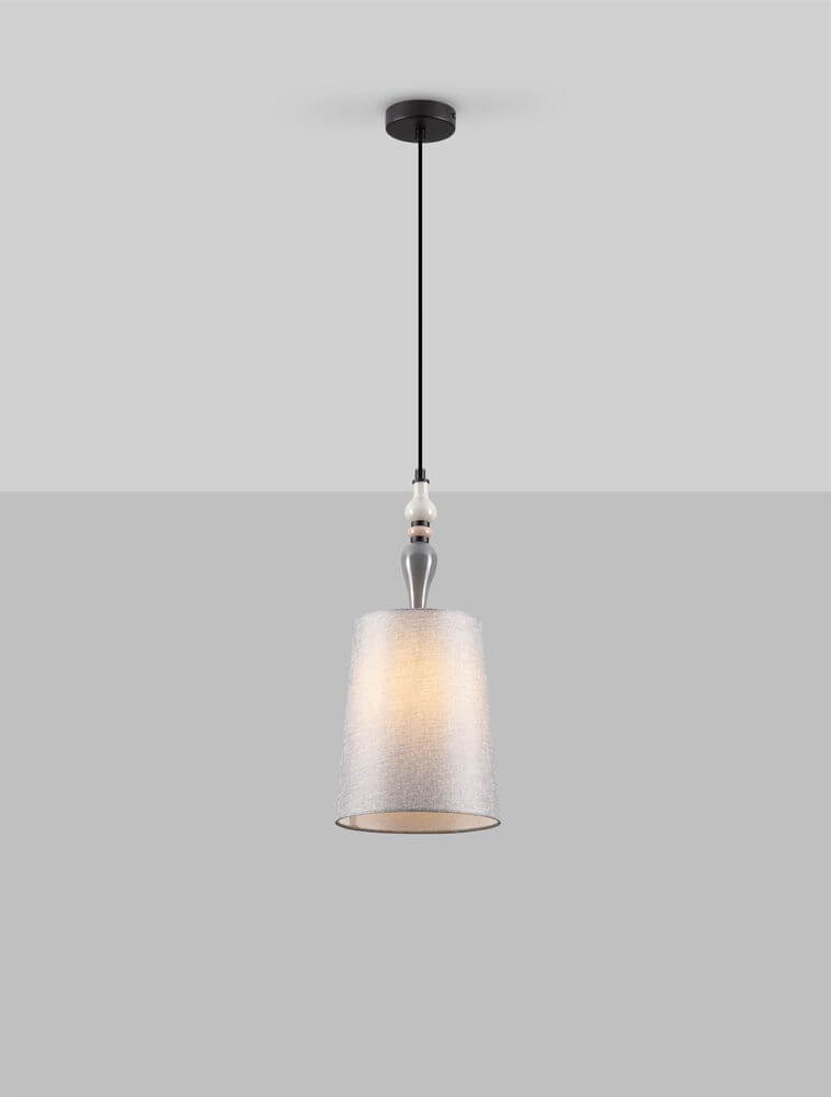 Damo Pendelleuchte Ø 22cm in modernem Design, ideal für Küchen und Esszimmer, aus Metall und Stoff.