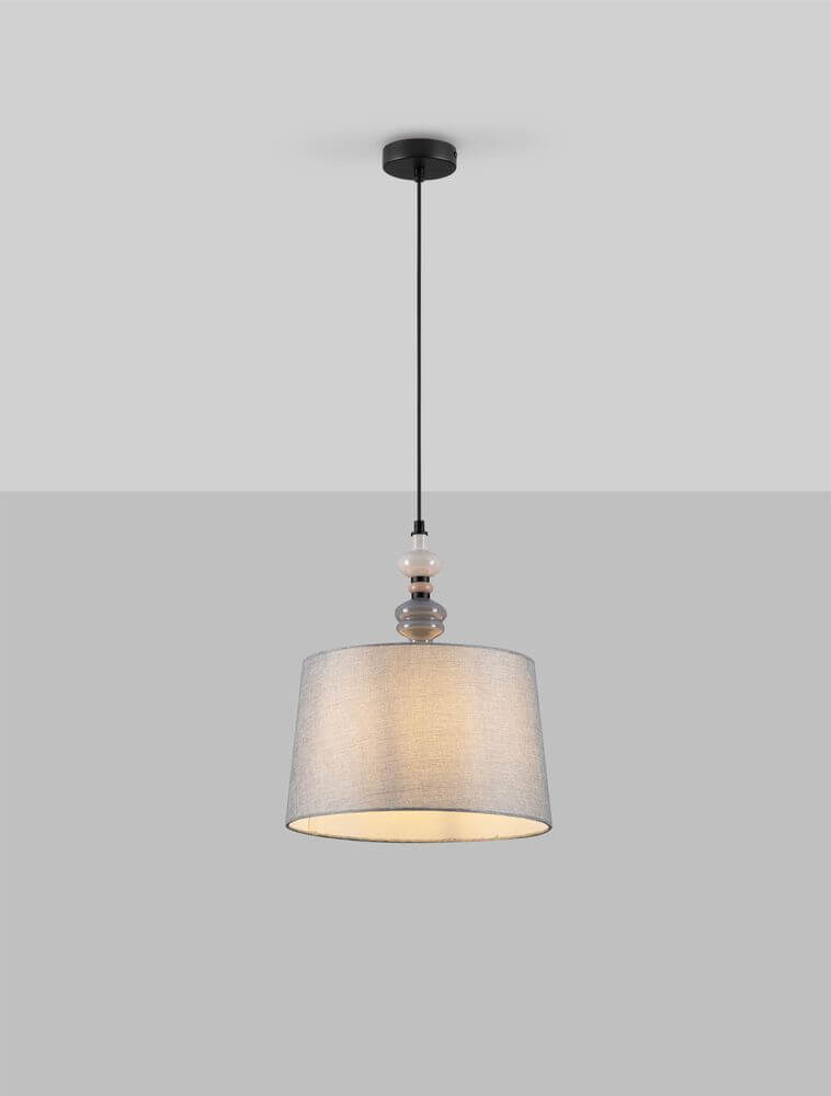 Damo Pendelleuchte Ø 34cm aus Metall, Keramik und Stoff, klassisches Design für Innenräume.