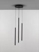 Dandia LED Pendelleuchte 5-flammig Ø 35,5cm 3000K Schwarz in modernem Design mit drei langen Leuchten.