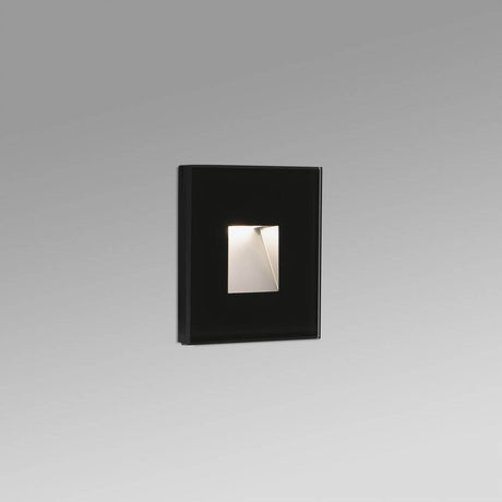 Dart-1 LED Outdoor Wandeinbaulampe IP65 in schwarzer Ausführung mit Glasdiffusor für Außenbeleuchtung.