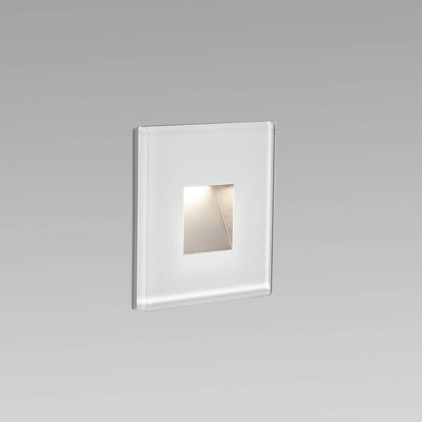 Dart-1 LED outdoor wall recessed light IP65 in white design with glass diffuser for outdoor lighting.