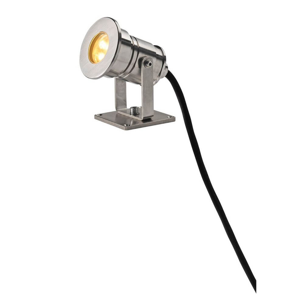 Dasar Projector LED Pro Edelstahl 7W 3000K 12V-24V mit warmweißem Licht und IP68 Schutzart für den Außenbereich.