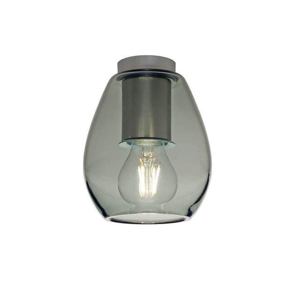 Casablanca Deckenlampe Bagan Ø 13cm moderne Deckenleuchte aus Rauchglas mit sichtbarer Glühbirne