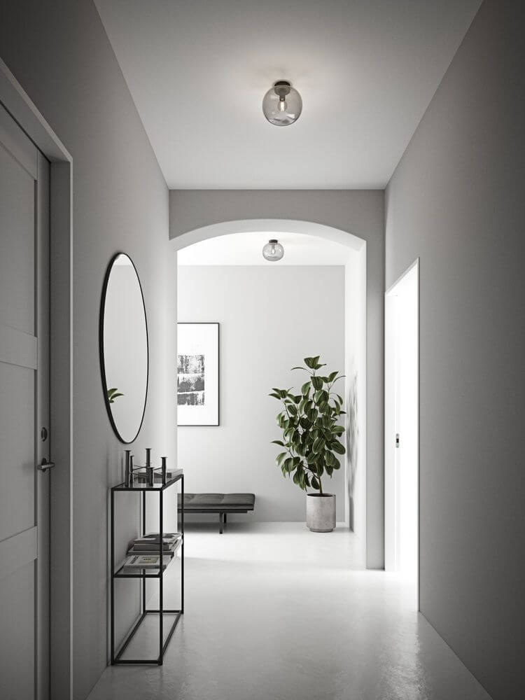Deckenleuchte Alton 27,5 im modernen Flur mit heller Beleuchtung und stilvollem Design.