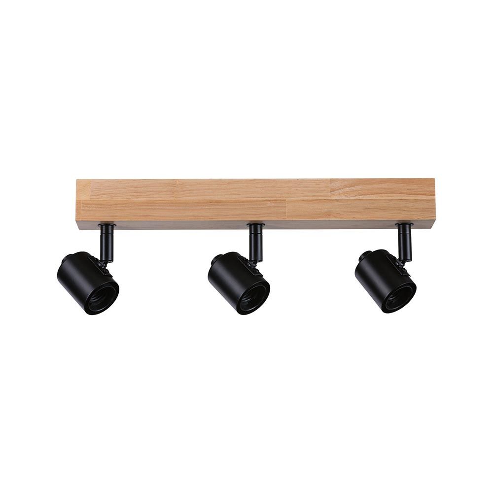 Ceiling spotlight Arvid 3-bulb wood black