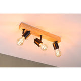 Ceiling spotlight Arvid 3-bulb wood black