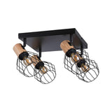 Ceiling spotlight Lanka 4-bulb black, wood colors