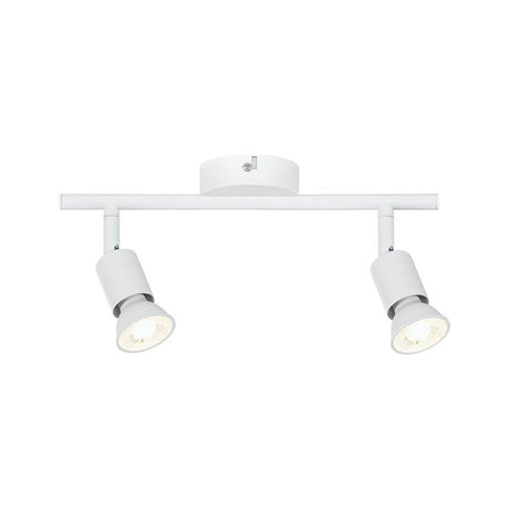 Carolina Spots 2-light beam spotlight in matte white with adjustable spotlight heads for flexible lighting.