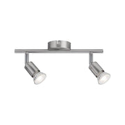 Carolina 2-light bar spotlight, matte chrome, with adjustable spotlight heads and GU10 socket.