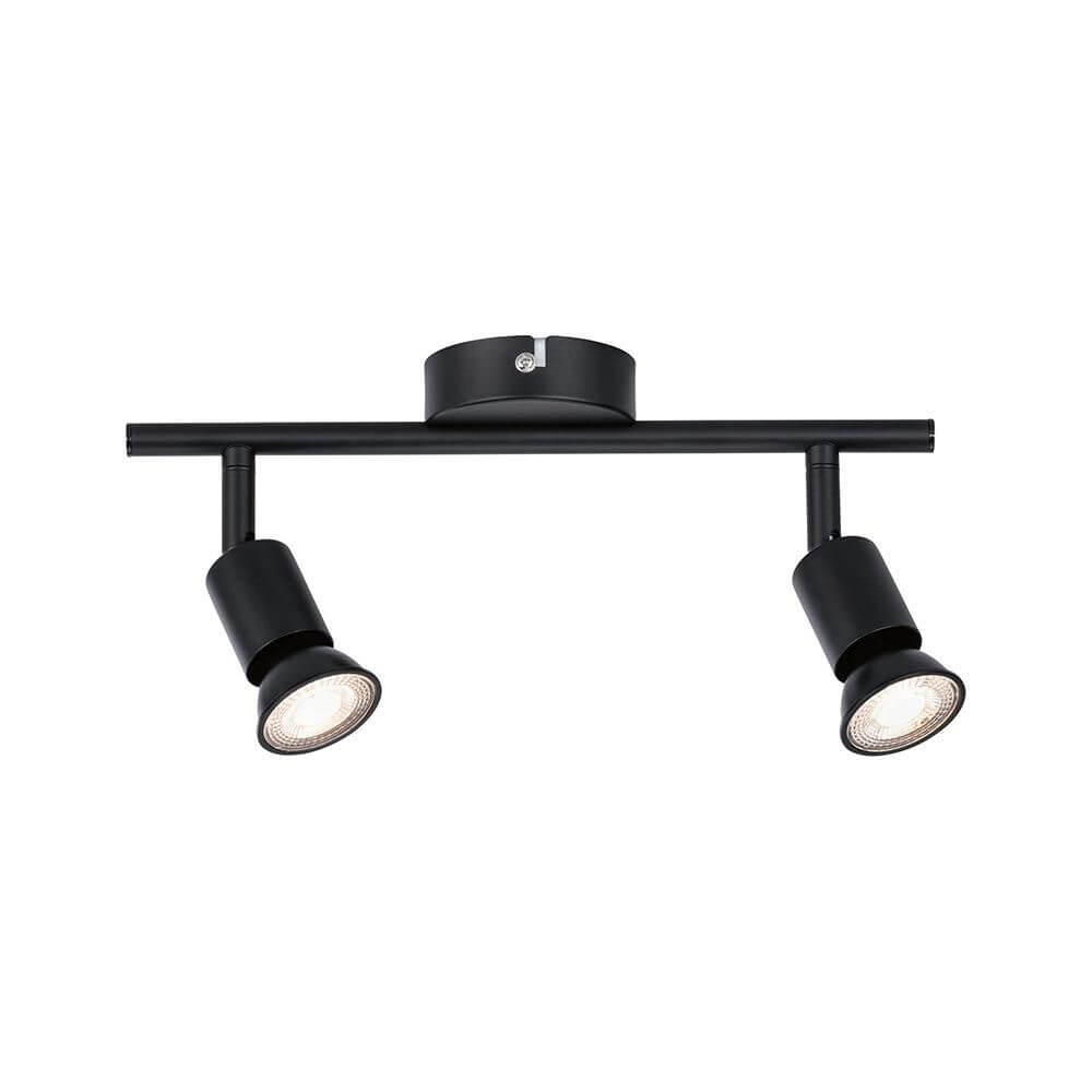 Balken Strahler Carolina 2-flammig Spots Schwarz-Matt mit flexiblen Spots für individuelle Beleuchtung.