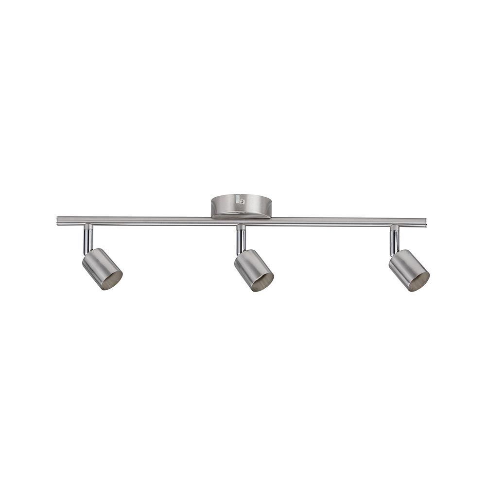 Deckenstrahler Carolina 3-flammig in Chrom und Nickel, schwenkbare Spotköpfe für flexible Beleuchtung.